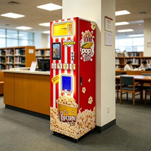 Máquina expendedora inteligente de palomitas de maíz con wifi, pantalla táctil de 32 pulgadas y dispensador automático de vasos para cine. - Product Image 1