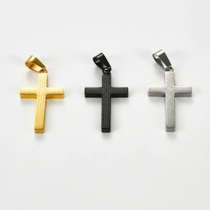 Pendentif Croix Classique en Acier Inoxydable avec Lettres pour Hommes et Femmes, Collier Ras du Cou Simple, Breloques, Apprêts de Bijoux DIY, Cadeaux - Product Image 6