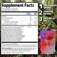 Gummies Quotidiennes aux Champignons Ultime : Mélange 10-en-1 (Crinière de Lion, Reishi, Cordyceps) – Soutien Naturel pour la Concentration, l'Énergie et le Système Immunitaire