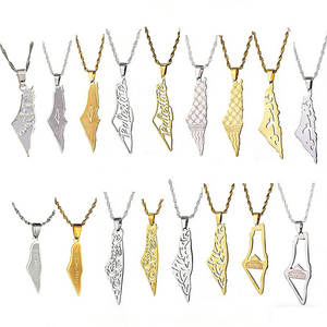 Collar con colgante personalizado de acero inoxidable 316L, chapado en oro PVD de 14K/18K, joyería fina de moda, collares con mapa de Israel y Palestina para mujer - Product Image 1