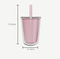 Vente en gros gobelets à eau en plastique ps gobelets 16 Oz l boule à neige à double paroi gobelet à café maigre avec couvercle et paille en vrac
