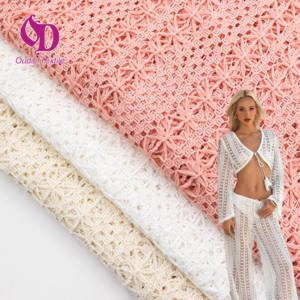 Tessuto di pizzo a maglia all'uncinetto ad asciugatura rapida 100% maglia in poliestere tessuto di pizzo scavato per abiti copricapo da spiaggia senza schienale - Product Image 1