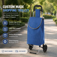Chariot de courses pliable en tissu Oxford avec poignée réglable, imperméable, pour usage intérieur et extérieur