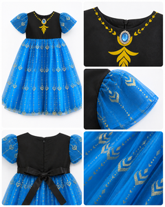 ชุดนางฟ้าผ้าทูลสีน้ำเงินแบบสั่งทำพิเศษพร้อมลายพิมพ์สีทองสำหรับถ่ายภาพวันเกิด - Product Image 5