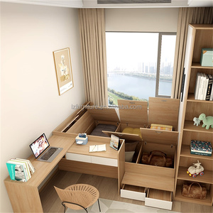 Cheap Studio Apartment Tatami Bedroom <b>Sets</b> Furniture Multifunctional Wooden Storage Bed <b>Desk</b> & Wardrobe for Compact Living Space - Product Image 2