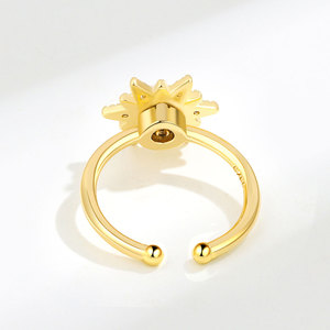The Anxiety Relief <b>Ring</b> Adjustable Inlay Shell Pearl Zircon Copper Gold Plated Anti <b>Stress</b> Rotating Sunflower Jewelry For Unisex - Product Image 5