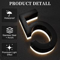 Números de Casa LED Retroiluminados Solares de Metal, Letreros de Dirección Personalizables, Publicidad IP65 Impermeable, Control Remoto Direccional para Empresas