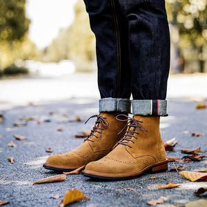 Botas nuevas de cuero hechas a mano de cuero genuino para otoño e invierno, botas <span class=keywords><strong>Chelsea</strong></span> británicas para hombre - Product Image 4