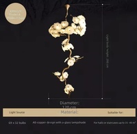 Lustre moderne de luxe en cuivre et verre, grand modèle LED artistique, créatif et de haute qualité, pour bureau à domicile ou hôtel
