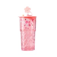 Mug portable grande capacité en verre sodocalcique pour femme, avec couvercle et paille, idéal pour lait, jus, thé – Nouveauté été 2026, motif dessin animé