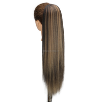 Extensions de cheveux synthétiques queue de cheval à cordon de serrage de 26 pouces, effet Yaki volumineux, avec filet de fixation