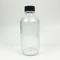 Flacon compte-gouttes en verre, 5 pièces, bouteille ronde Boston avec capuchon en Poly noir, pour lotion, jus, huiles, ml 1oz 2oz 4oz 8oz 16 oz