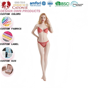 Completo intimo <span class=keywords><strong>sexy</strong></span> da donna in pizzo ricamato 3D, due pezzi, in spandex/nylon, taglie forti, con fiocco e decorazioni in strass - Product Image 1
