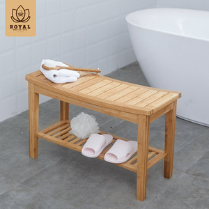 Ruoyi Bamboo Shower Stool 81.7x35.5x13cm Two Tier <b>Storage</b> <b>Bath</b> Bench Waterproof Non Slip Bathroom Furniture - Product Image 1