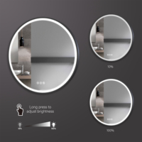 Fabrication directe faible quantité minimale de commande Anti-buée contemporain mur intelligent Led miroir de salle de bains rond Led miroirs encadrés
