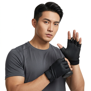 Nylon Spandex Half-Finger Sports <b>Gloves</b> Black Breathable <b>Moisture</b> Wicking Adjustable Wrist Strap Unisex All Seasons - Product Image 6
