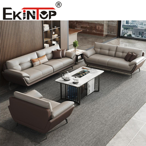 Ekintop Wooden Modern Executive Designs Italian Style Office Furniture Leather Sofa Set - Product Image 5