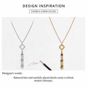 Collier pendentif goutte en acier inoxydable émaillé avec placage sous vide or 14 carats, bijoux détaillés couleur or 40+5,5 cm - Product Image 5