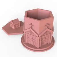 Cadeaux personnalisés vases vides en conteneur miniature en ciment béton magnifique croix église architecture pot à bougie en cire de soja avec couvercle