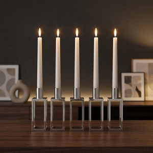 Modern Stainless Steel Square Taper <b>Candle</b> Holder Set Geometric Metal <b>Candle</b> <b>Stand</b> for Tabletop Home Decor - Product Image 5