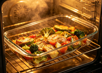 Plat de cuisson rectangulaire en verre borosilicate, durable, multi-usages, pour le stockage des aliments et la préparation des repas, idéal pour la cuisine et le réfrigérateur
