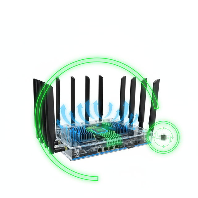 MT7988AV Quad Core 4x4 Mimo 5g Antenna Modem Router Wireless X62 X75 BE19000 Tri-Band WiFi 7 Dual SIM Card Slot Openwrt Router