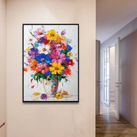 Peinture à l'huile abstraite florale originale grand format sur toile, taille et cadre personnalisables, décoration murale pour la maison – Meilleures ventes