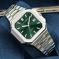 Montre mécanique automatique squelette, lumineuse, verre saphir, fond transparent, boîtier en acier inoxydable, cadran à aiguilles, étanche 3 ATM