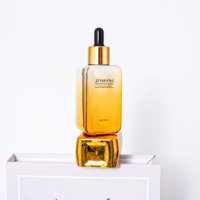 Vente en gros de flacons compte-gouttes en verre doré carrés de 50 ml, pour emballages cosmétiques, sérum, lotion, huile