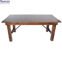 Table de salle à manger pliante en bois de pin de style farmhouse pour usage commercial, hôtel et restaurant en extérieur