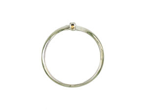 Anillo abierto cruzado con barra vertical y diamantes pavé en oro blanco de 18K, joyería moderna minimalista para mujer - Product Image 3