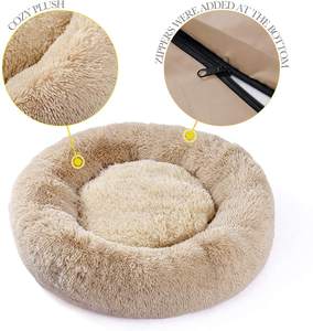 2025 Beige Luxe Pluizig Huisdier Bed Grote Bank Solide Moderne Groothandel Hoge Kwaliteit Donut Nieuwigheid Nepbont Sofa Voor Honden Kalmeren - Product Image 5