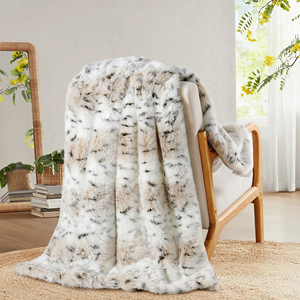 Snow Lynx Faux Fur <b>Throw</b> <b>Blanket</b>, 127X152CM, Luxury Soft Plush Cover for <b>Couch</b> Bed - Product Image 2