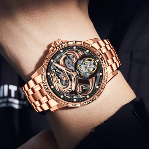 Montres mécaniques personnalisées avec logo du zodiaque chinois, montres de luxe en acier inoxydable saphir, dragon ajouré, <span class=keywords><strong>montre</strong></span> tourbillon pour <span class=keywords><strong>homme</strong></span> - Product Image 3