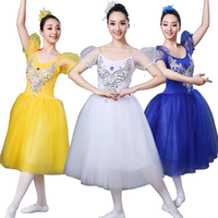 Robe tutu blanche espagnole à plusieurs niveaux pour filles adultes, idéale pour la danse classique, costumes de performance de ballet longs
