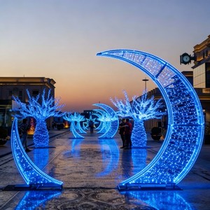 Luce LED a Forma di <span class=keywords><strong>Mezzaluna</strong></span> e Stella per Ramadan, Decorazione per Matrimoni e Casa in PVC con Grado di Protezione IP65 per Paesaggi Natalizi - Product Image 1