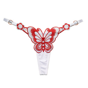 Ropa interior sexy para mujer Bragas de satén de mariposa brillante para mujer Lencería erótica Tanga con espalda en T - Product Image 2