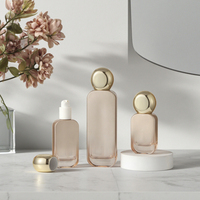 Ensemble Luxe de Flacons et Pots en Verre pour Cosmétiques Soins de la Peau, Dégradé Orange Transparent Givré Blanc Opaque