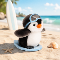 Peluche pingouin surfiste en plastique super douce et kawaii, rembourrée en coton, jouet anti-stress, cadeau d'anniversaire, 20 cm, unisexe, à partir de 14 ans