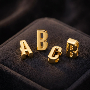 Breloques en lettres plaquées or A-Z, perles en métal alphabet pour collier, bracelet, fabrication de bijoux DIY, accessoires - Product Image 3
