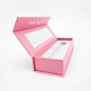 Custom printed Pink paper gift lipstick boxes lip gloss packaging box with mirror