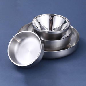 Kommerzieller und Haushaltsgeeigneter 8 Zoll Doppelwandiger Edelstahl-Servierteller für Salat, Eiscreme und Desserts - Product Image 4