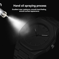 Montre à quartz pour homme personnalisée avec cadran arabe, décontractée, ultra-fine, noire, élégante, en plastique, de luxe