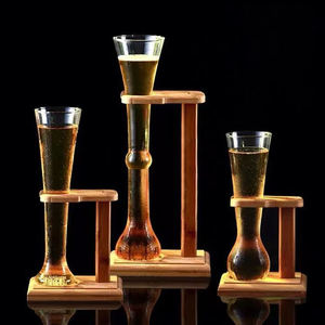 แก้วเบียร์ทรงสูงแบบกำหนดเองพร้อมโลโก้ แก้วค็อกเทลครึ่งยาร์ด แก้วเบียร์ทรงยาว แก้วเบียร์คลาสสิกพร้อมฐานไม้ - Product Image 2