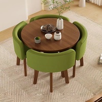 Ensemble de table à manger moderne en bois, ronde et carrée, gain de place, petite table à manger de 80 cm de diamètre, plateau en MDF avec revêtement en cuir PU/tissu, meubles de salle à manger