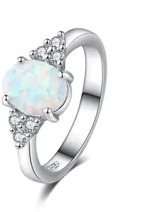 Nhẫn <span class=keywords><strong>Opal</strong></span> Trắng Hình Tròn Nhẫn Sang Trọng Cho Nữ Trang Sức Cổ Điển Phong Cách Retro Bohemian Trang Sức Pha Lê Vô Cực Cho Nữ - Product Image 1