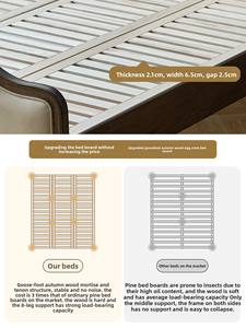 Lit en bois massif avec revêtement en cuir de vachette, chêne rouge, 1,8 m, chambre principale, lit double, lit de mariage par <span class=keywords><strong>Dibao</strong></span> - Product Image 4