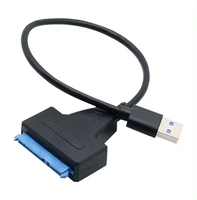 Kabel Adaptor Konverter Drive USB3.0 SATA Double Head DC Port dengan Jaket PVC untuk PC Pengisian Daya Kecepatan Tinggi