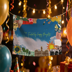 ธงคอลลาจ "วันนี้ฉันมีความสุข" ขนาด 90x150 ซม. สร้างบรรยากาศอบอุ่นทุกพื้นที่ - พร้อมสำหรับร้านกาแฟ บาร์ บ้าน และงานปาร์ตี้ - Product Image 4