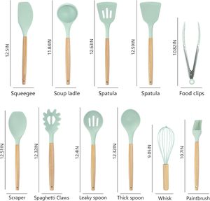 19 Uds accesorios de cocina Ustensiles De Cuisine En Gros juego de utensilios de cocina de silicona con madera - Product Image 4